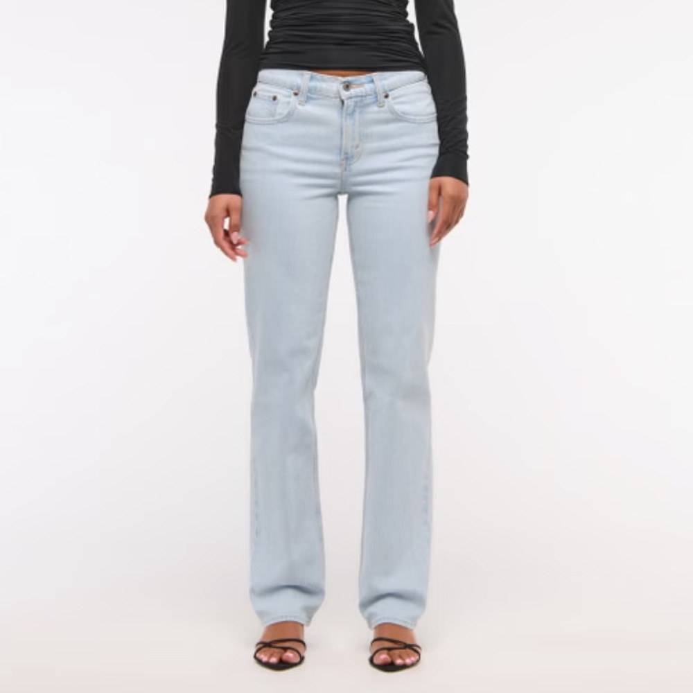 Abercrombie & Fitch Women's Light Blue Straight Leg Jeans 32 Extra Long